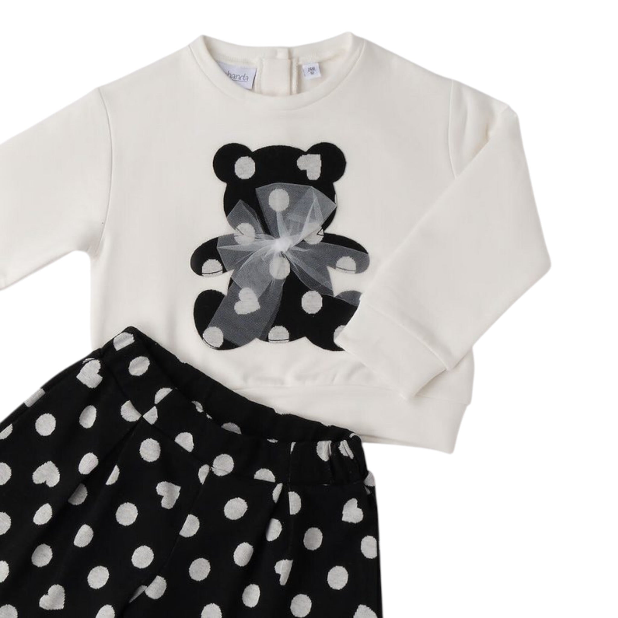 Sarabanda Completo 2Pz Felpa-Shorts Bicolore Bianco/Nero per Bambina 0F365 BIANCO/NERO SARABANDA 