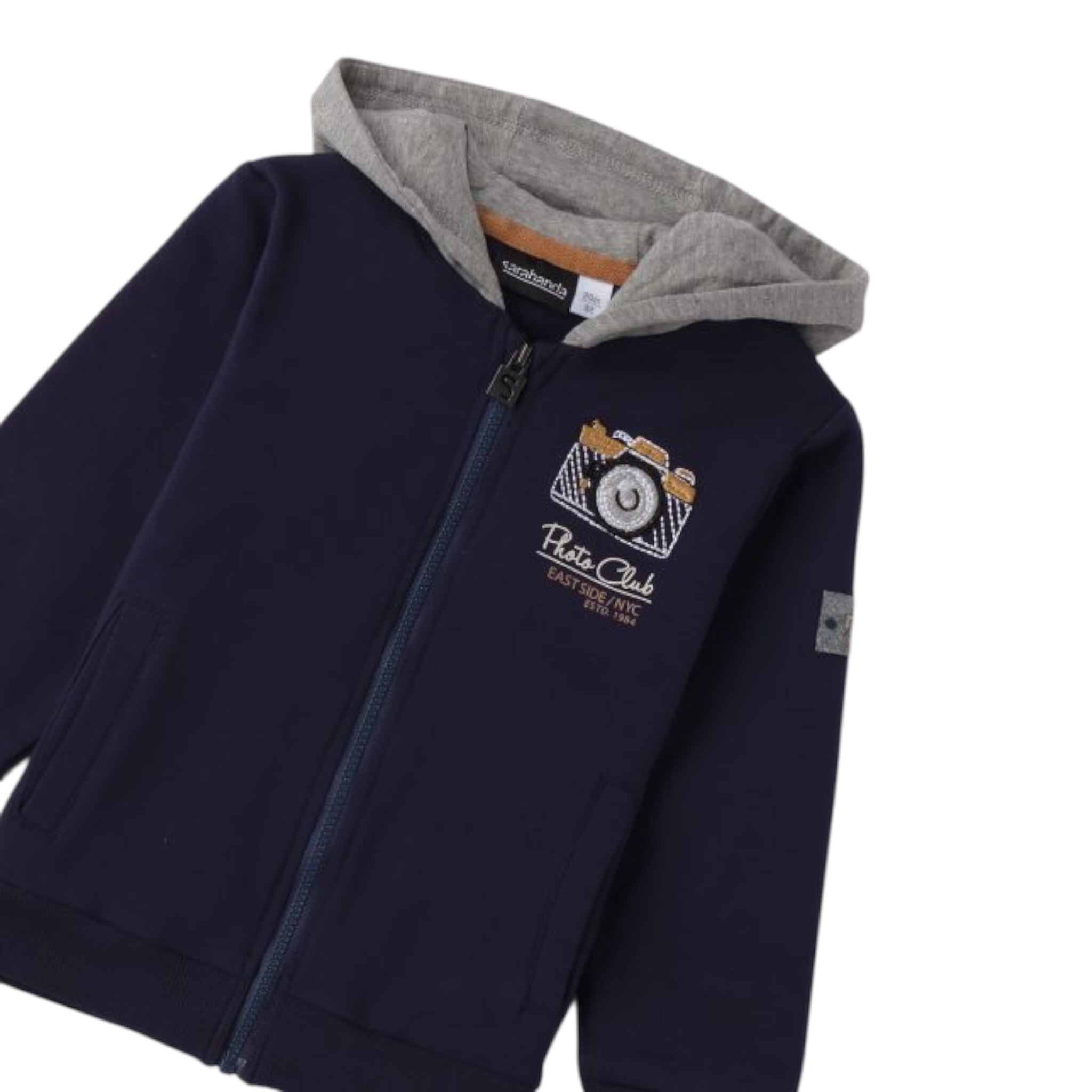 Sarabanda Felpa tinta unita con Zip E Cappuccio Blu per Bambino F133 BLU SARABANDA 