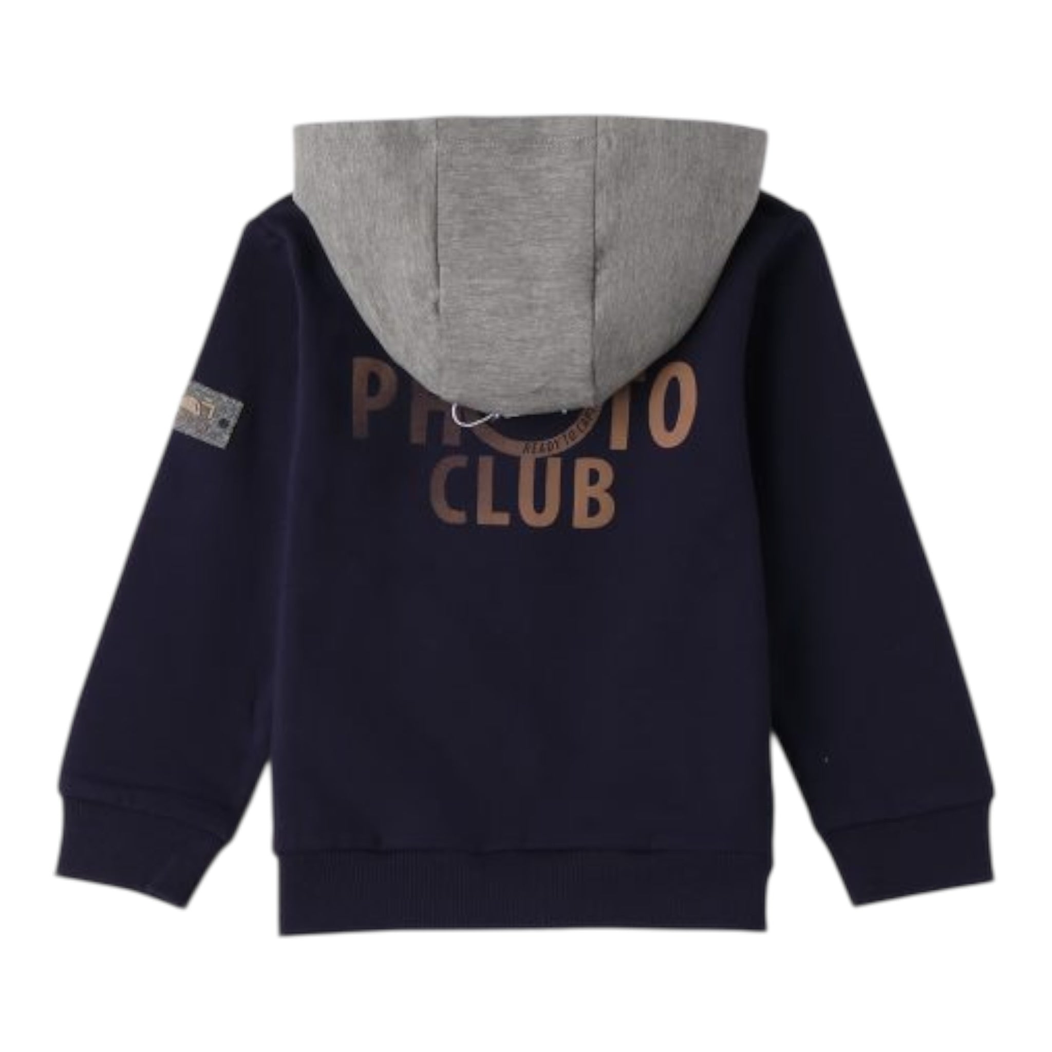 Sarabanda Felpa tinta unita con Zip E Cappuccio Blu per Neonato F133N BLU SARABANDA 