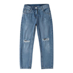 Sarabanda Jeans tinta unita con Strappi Azzurro per Bambino F460 AZZURRO SARABANDA 