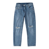 Sarabanda Jeans tinta unita con Strappi Azzurro per Bambino F460 AZZURRO SARABANDA 