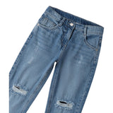 Sarabanda Jeans tinta unita con Strappi Azzurro per Bambino F460 AZZURRO SARABANDA 