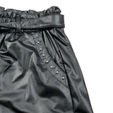 Sarabanda Short tinta unita Ecopelle Nero per Bambina OF354 NERO SARABANDA 