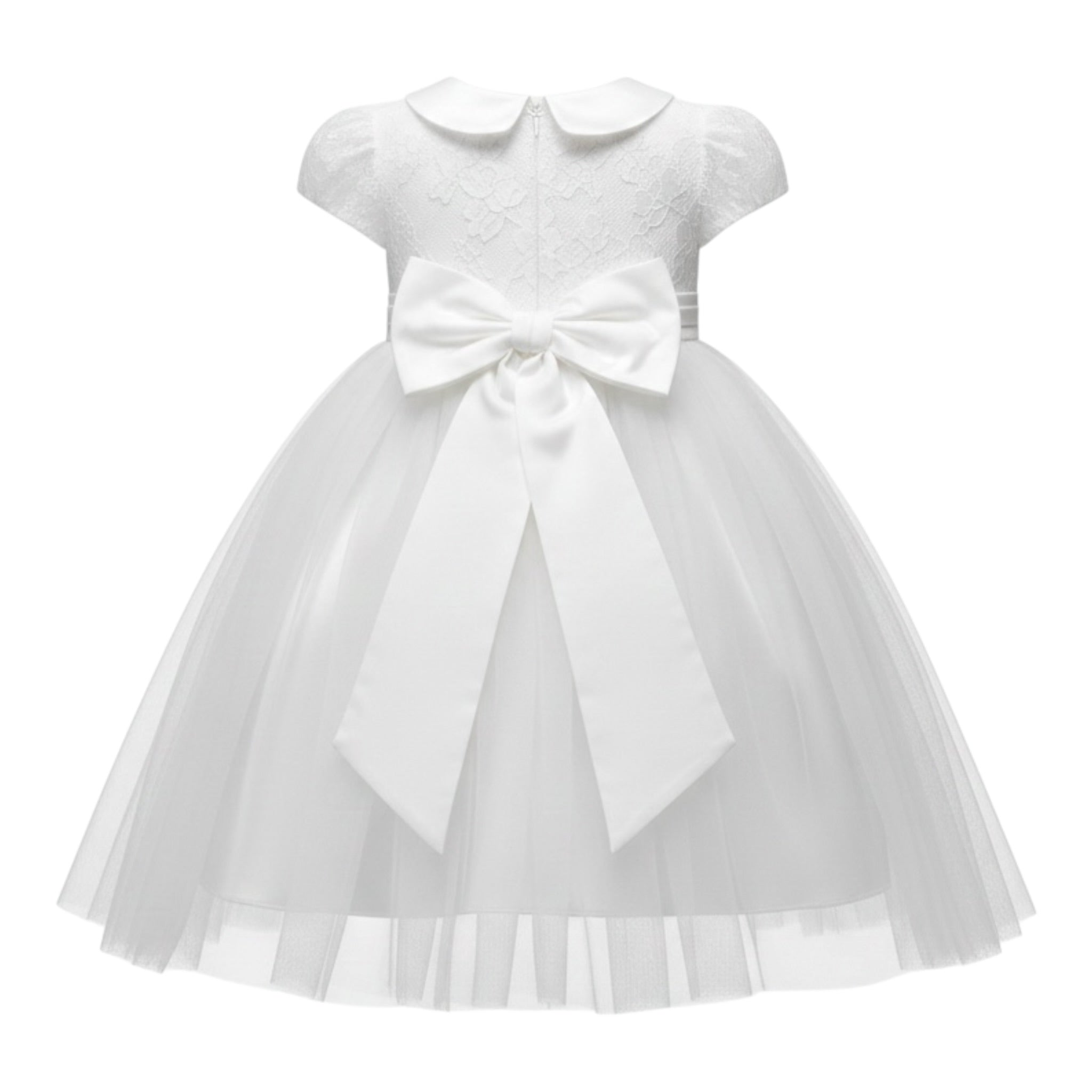Sartoria Bramante Abito Cerimonia tinta unita con Tulle Bianco per Neonata MARTINA2 BIANCO SARTORIA BRAMANTE 
