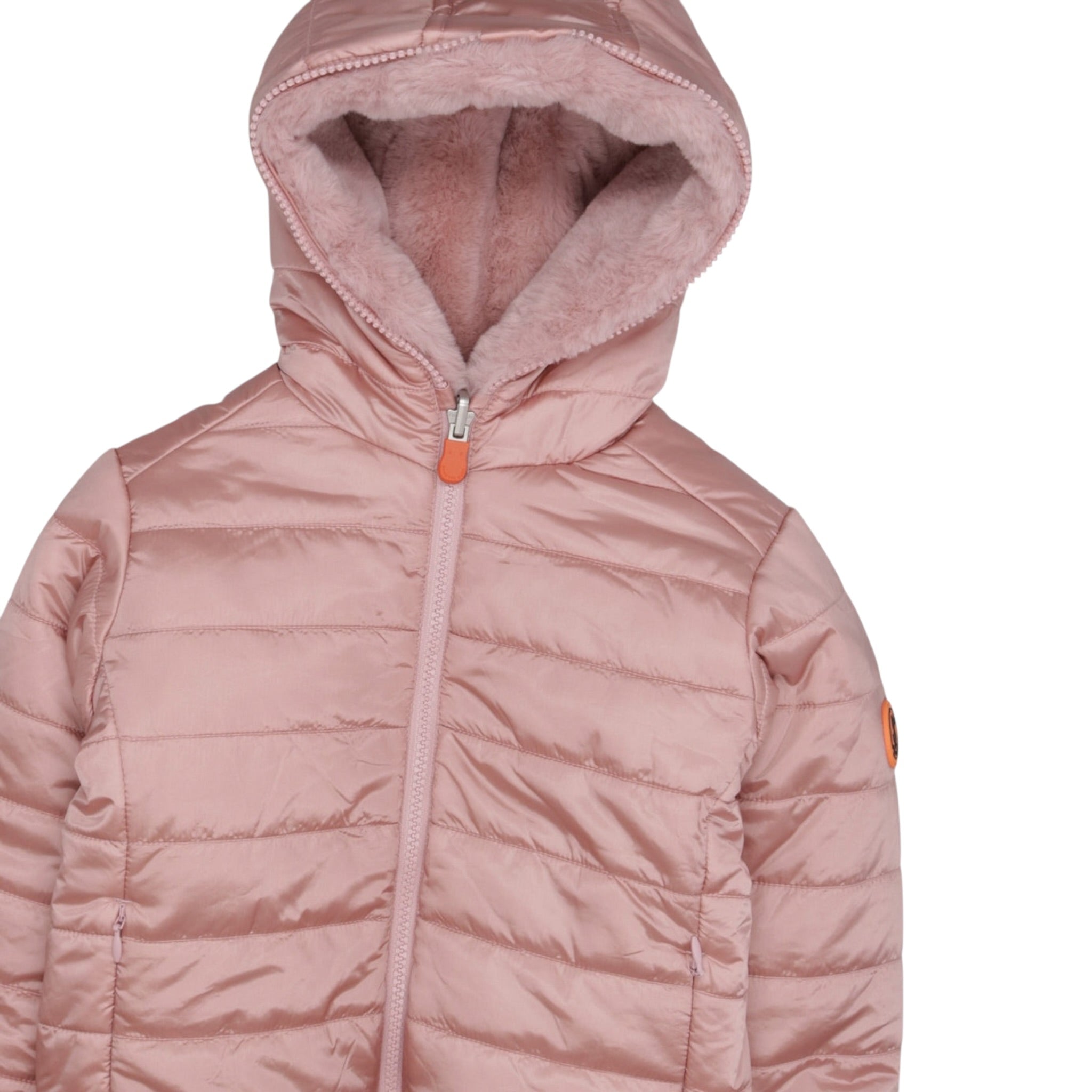 Save The Duck Pelliccia tinta unita con Zip E Cappuccio Reversibile Rosa per Bambina J33540G ROSA SAVE THE DUCK 