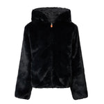 Save The Duck Pelliccia tinta unita con Zip E Cappuccio Reversibile Nero per Bambina J33540GXX NERO SAVE THE DUCK 