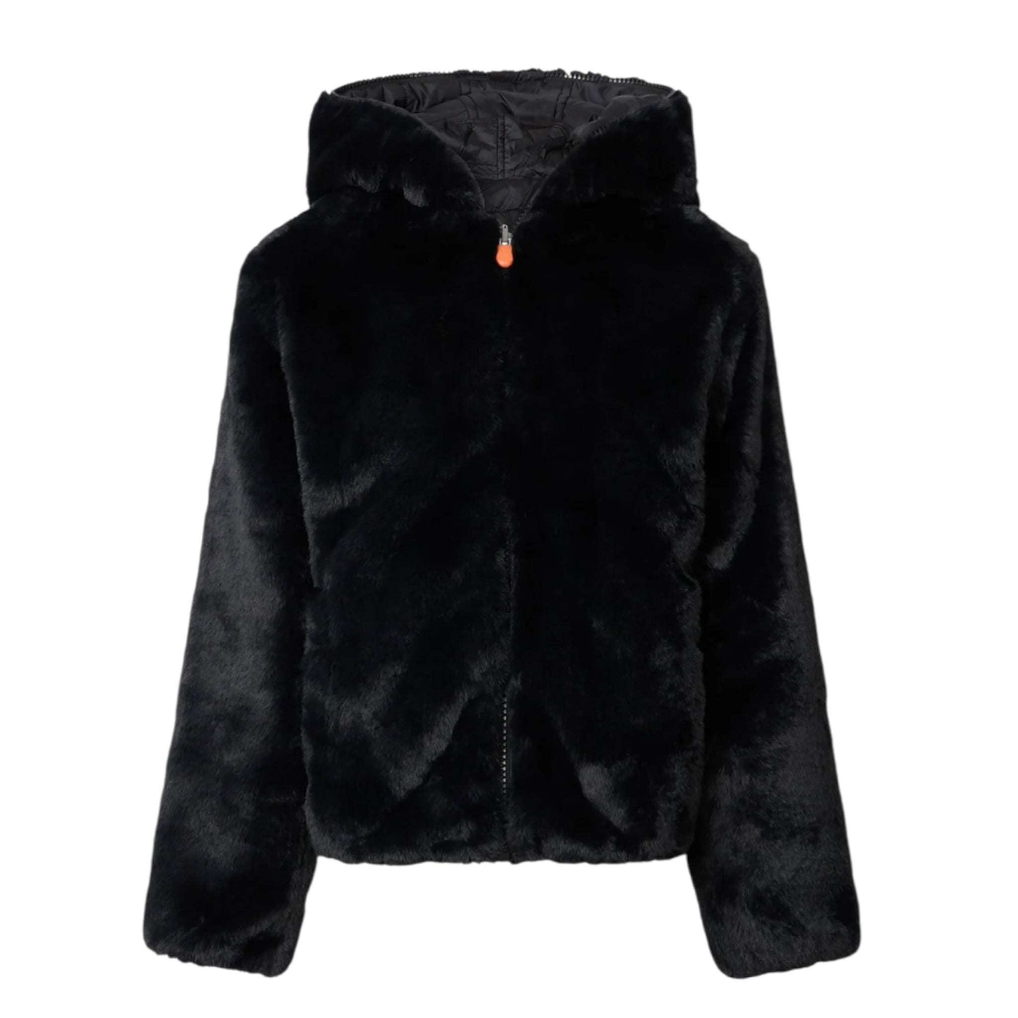 Save The Duck Pelliccia tinta unita con Zip E Cappuccio Reversibile Nero per Bambina J33540GXX NERO SAVE THE DUCK 