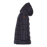 Save The Duck Giubbino tinta unita con Zip E Cappuccio Nero per Bambina J43110G NERO SAVE THE DUCK 