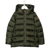 Save The Duck Giubbino tinta unita con Zip E Cappuccio Verde per Bambino J45650GJ VERDE SAVE THE DUCK 