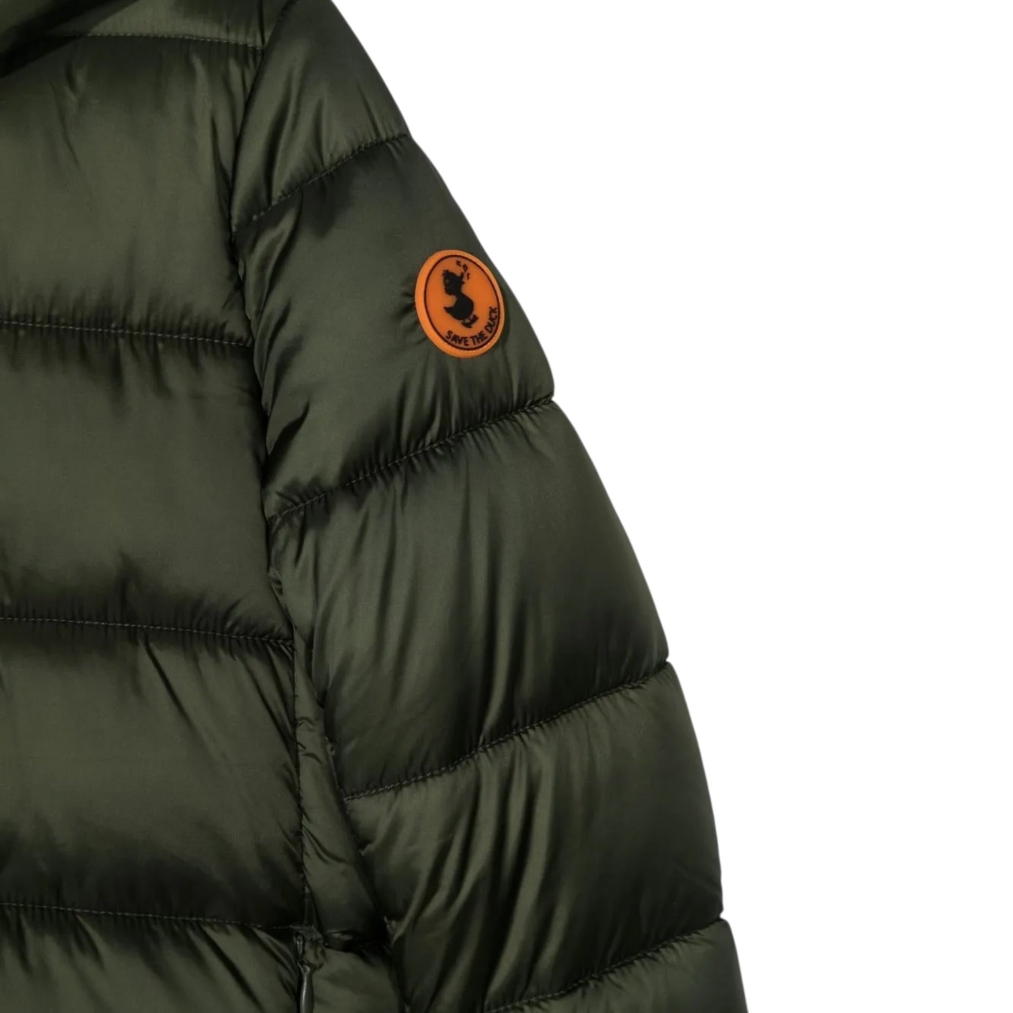 Save The Duck Giubbino tinta unita con Zip E Cappuccio Verde per Neonato J45650G VERDE SAVE THE DUCK 