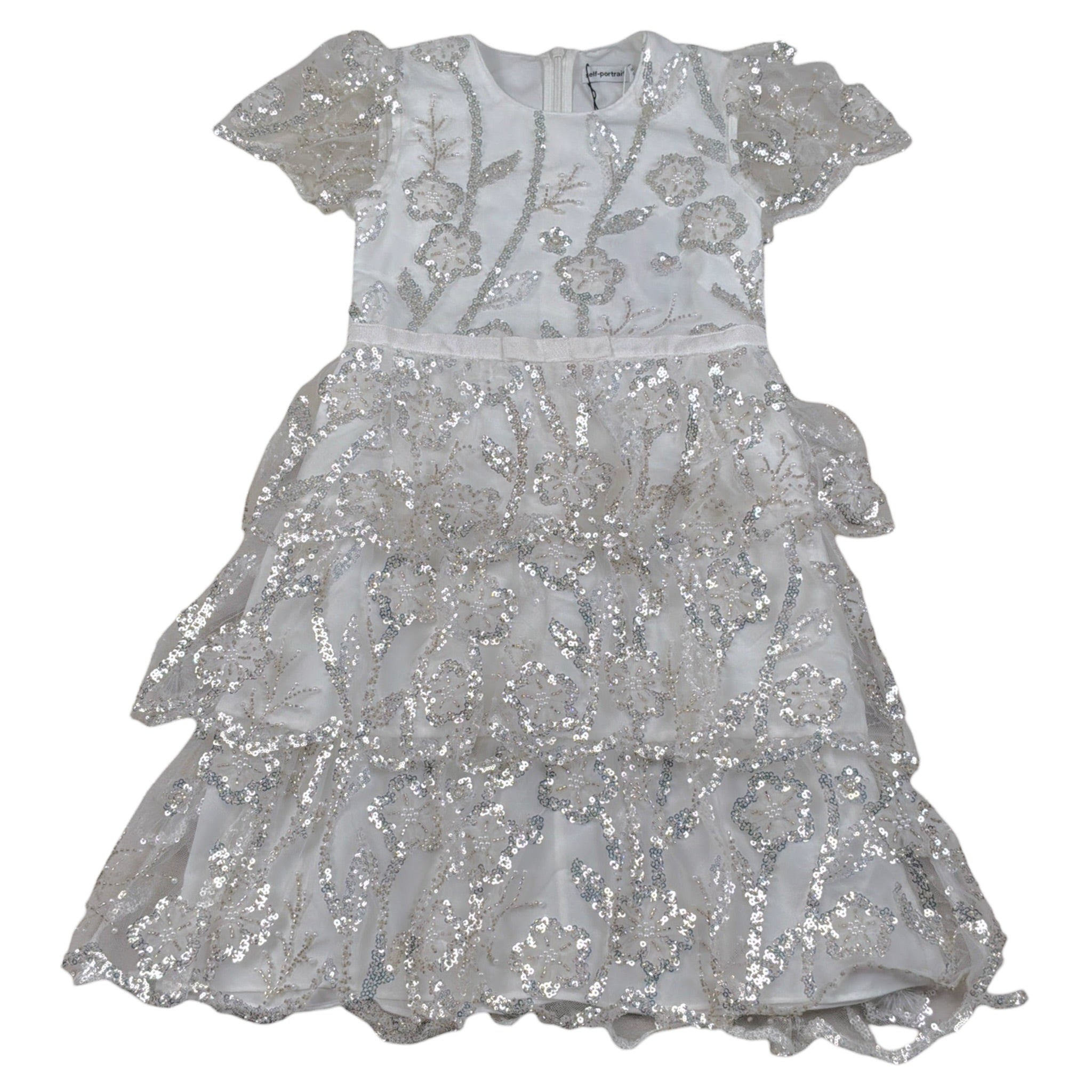 Self-Portrait Abito Cerimonia tinta unita con Paillettes Bianco per Bambina PF24715M BIANCO SELF-PORTRAIT 