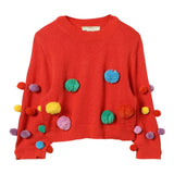 Stella Mccartney Maglia tinta unita con Pon Pon Arancione per Bambina TV9C10 ARANCIONE STELLA McCARTNEY 