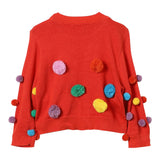 Stella Mccartney Maglia tinta unita con Pon Pon Arancione per Bambina TV9C10 ARANCIONE STELLA McCARTNEY 
