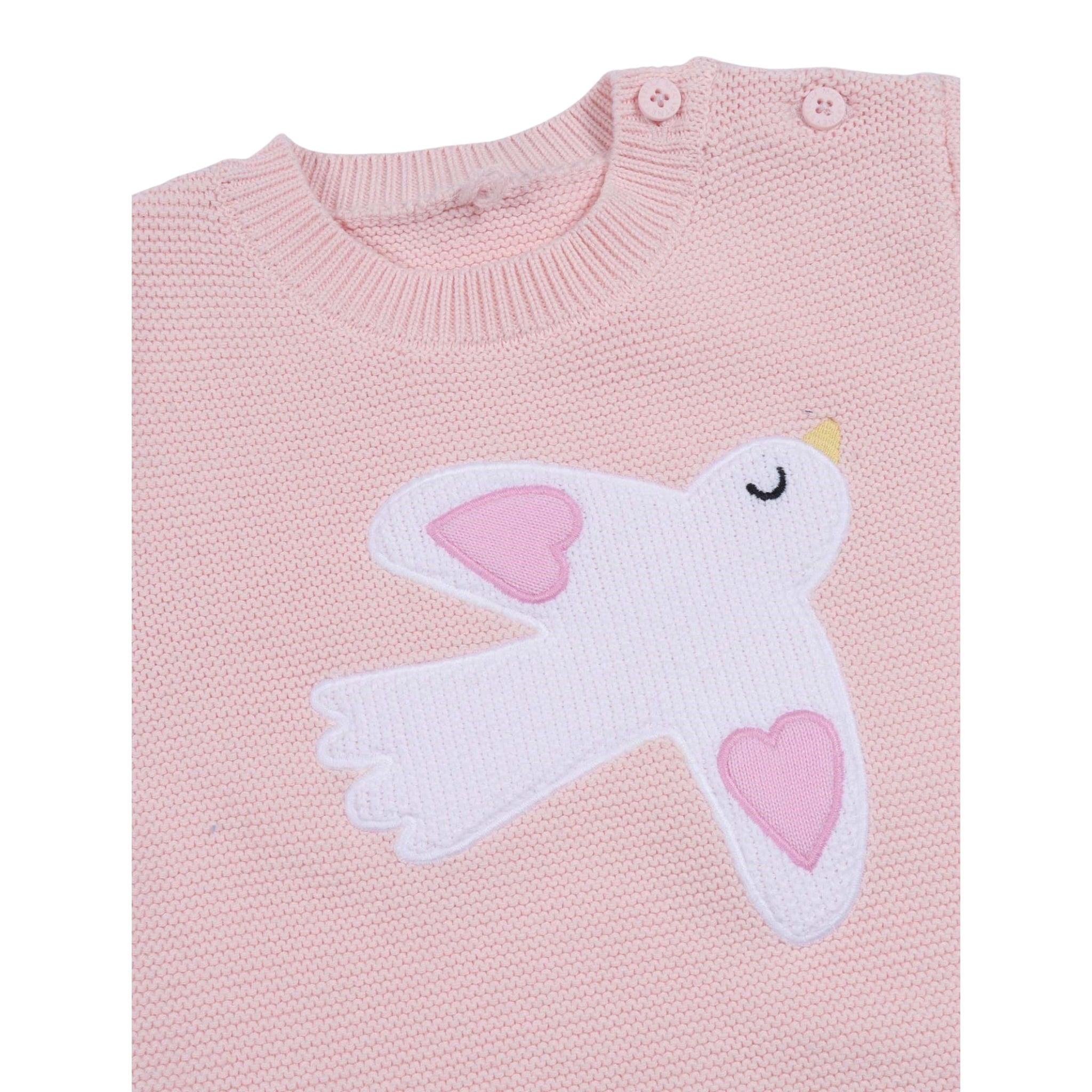 Stella Mccartney Maglia Girocollo tinta unita con Ricami Rosa per Neonata TX9050 ROSA STELLA McCARTNEY 