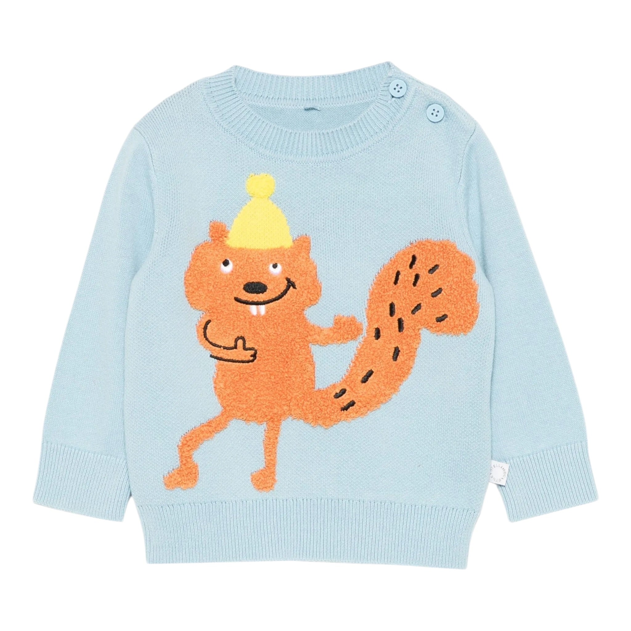 Stella Mccartney Maglia Girocollo tinta unita con Ricami Azzurro per Bambino TX9P60 AZZURRO STELLA McCARTNEY 
