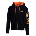 Sun68 Felpa tinta unita con Cappuccio Stampa E Zip Nero per Bambino EIIE NERO SUN68 