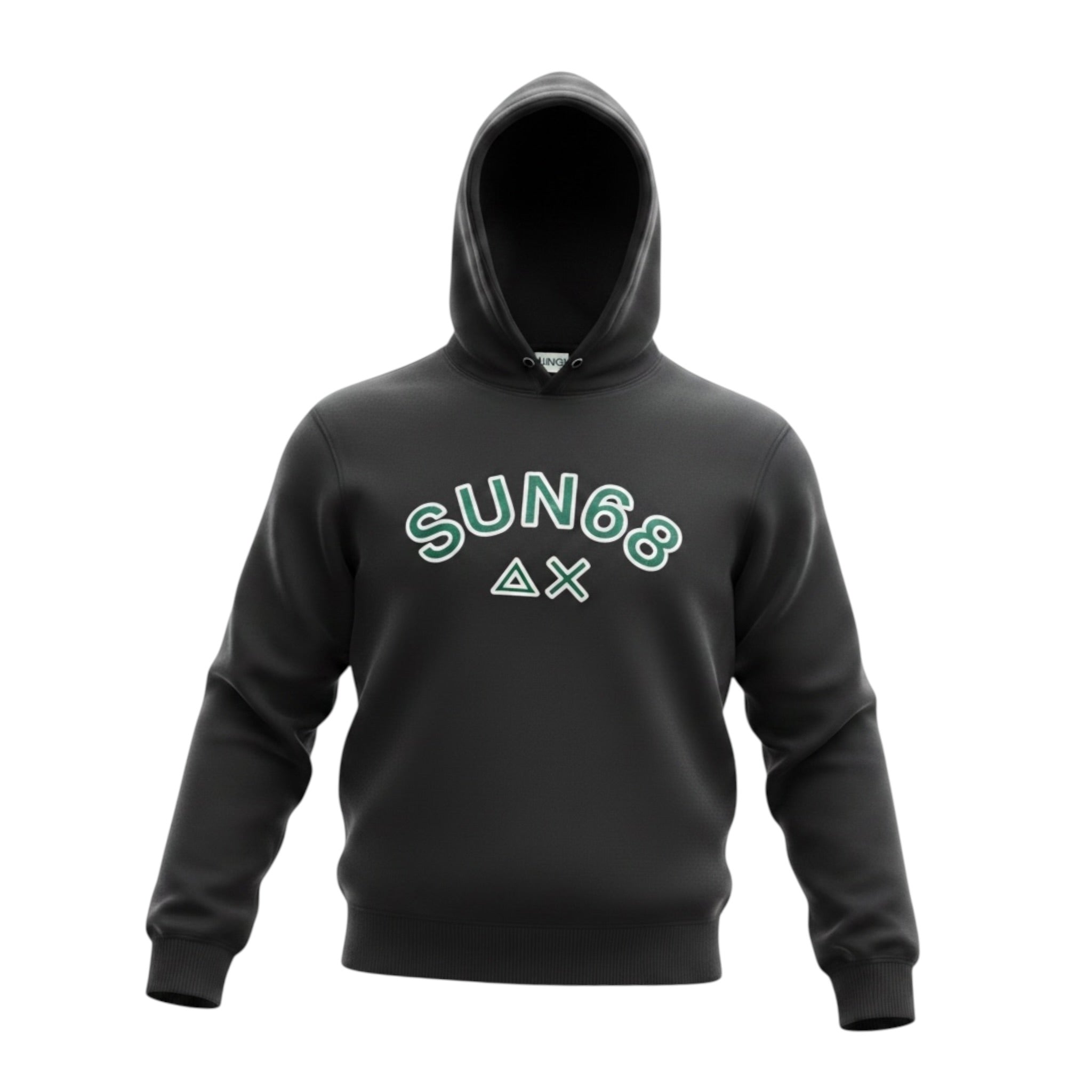Sun68 Felpa tinta unita con Cappuccio E Stampa Nero per Bambino F42312 NERO SUN68 