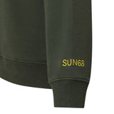 Sun68 Felpa tinta unita con Cappuccio E Stampa Verde per Bambino F45321 VERDE SUN68 