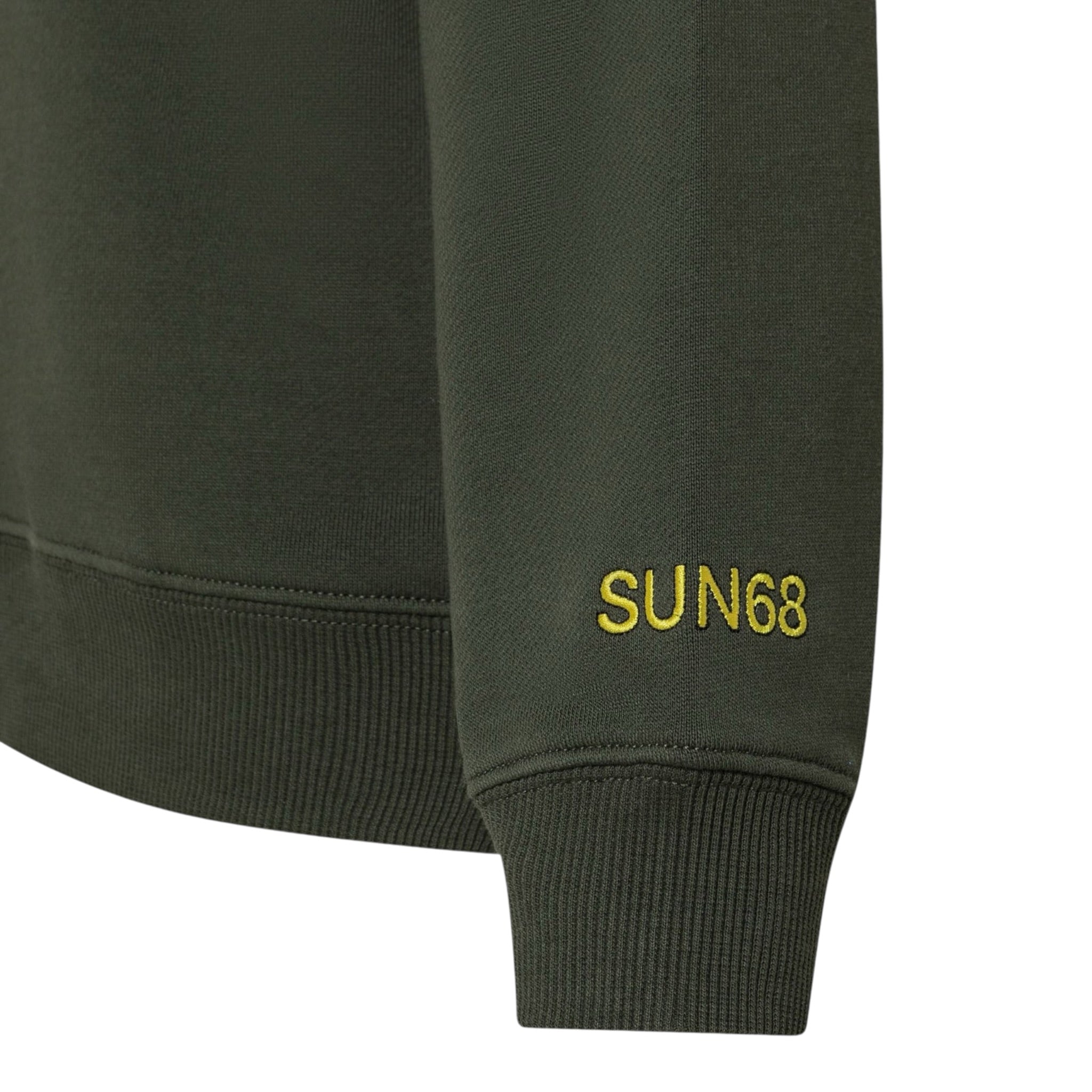 Sun68 Felpa tinta unita con Cappuccio E Stampa Verde per Bambino F45321XX VERDE SUN68 
