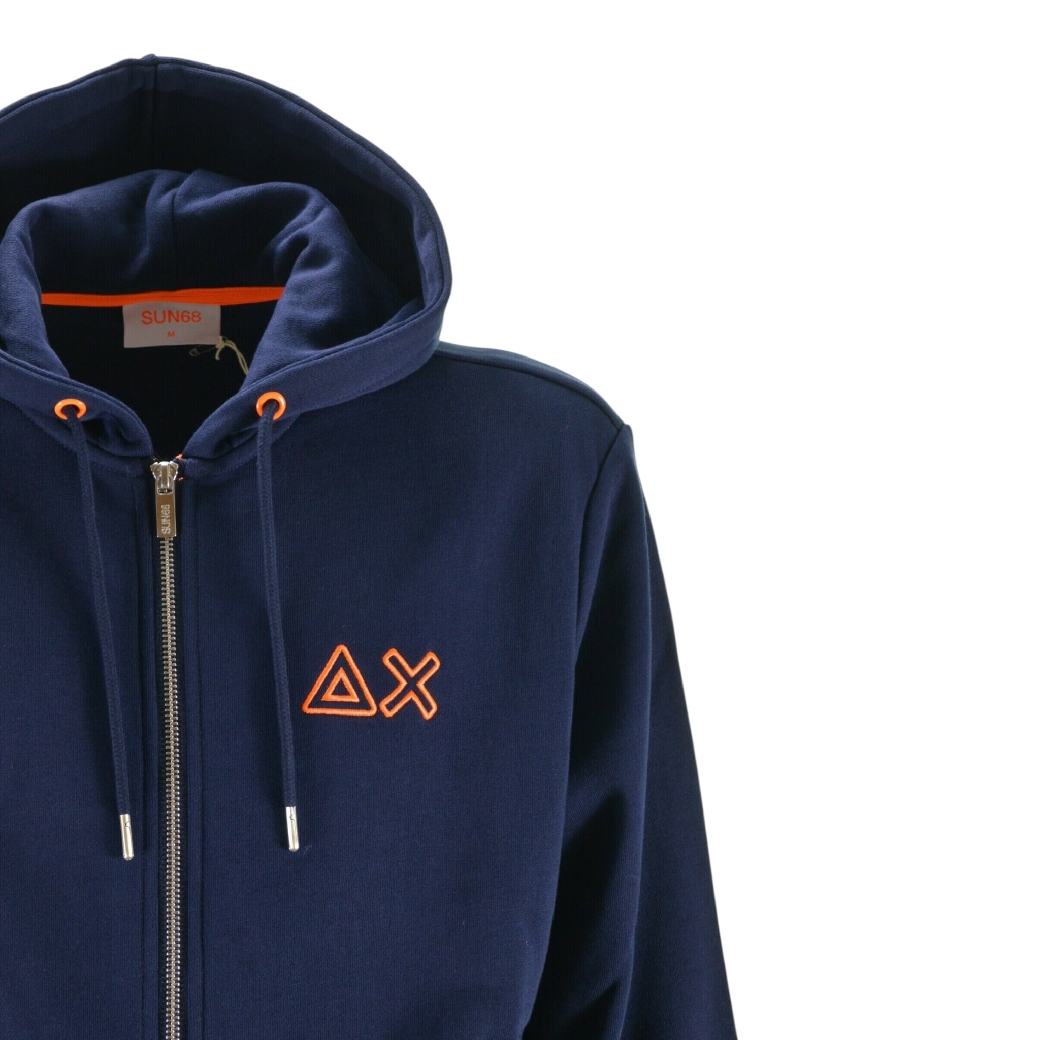 Sun68 Felpa tinta unita con Zip E Cappuccio Blu per Neonato F45331N BLU SUN68 