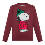 Sun68 Maglia Girocollo tinta unita con Ricamo Snoopy Bordeaux per Bambino K45352 BORDEAUX SUN68 