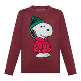 Sun68 Maglia Girocollo tinta unita con Ricamo Snoopy Bordeaux per Bambino K45352 BORDEAUX SUN68 