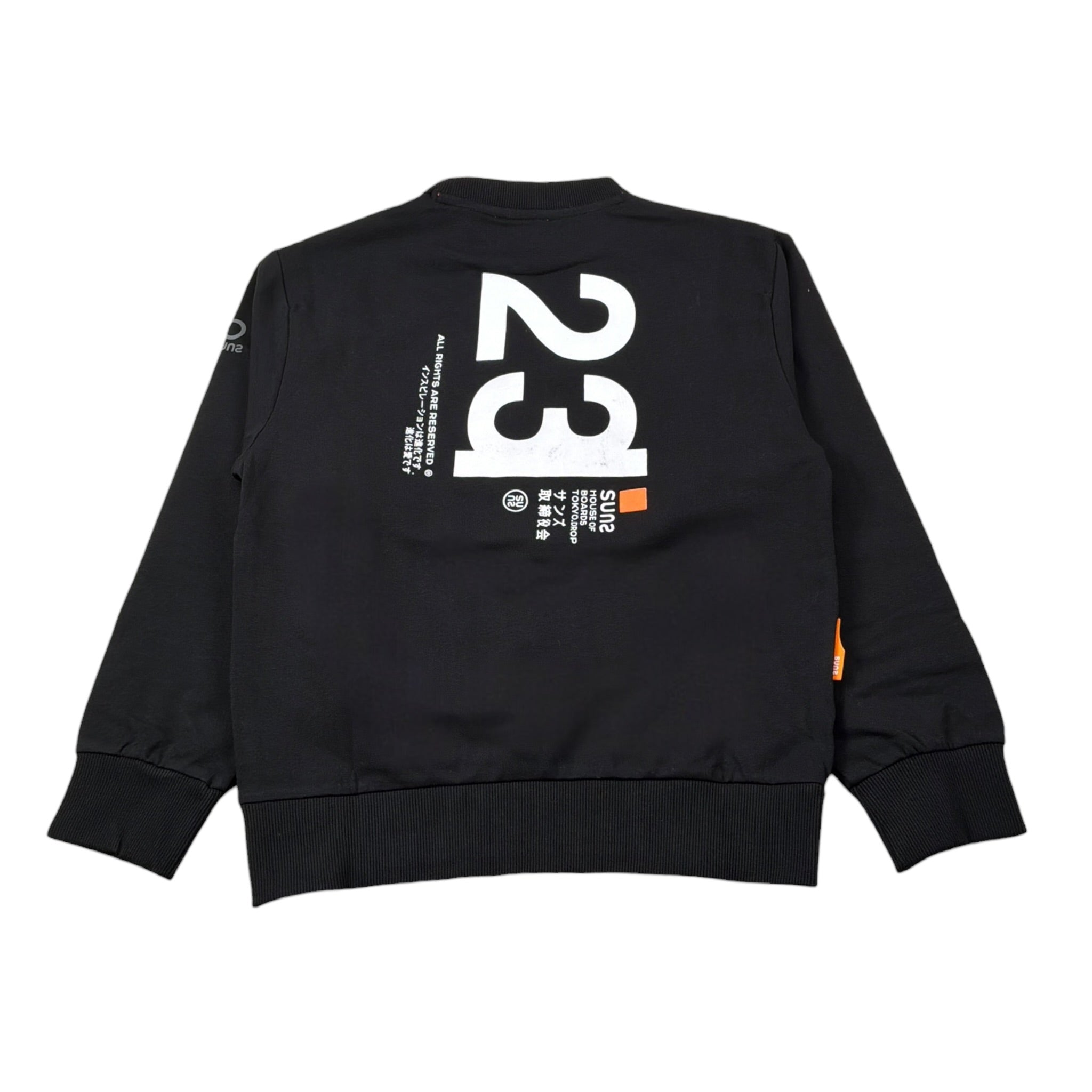 Suns Felpa Chiusa Girocollo tinta unita con Logo Nero per Bambino MFS5105U NERO SUNS 