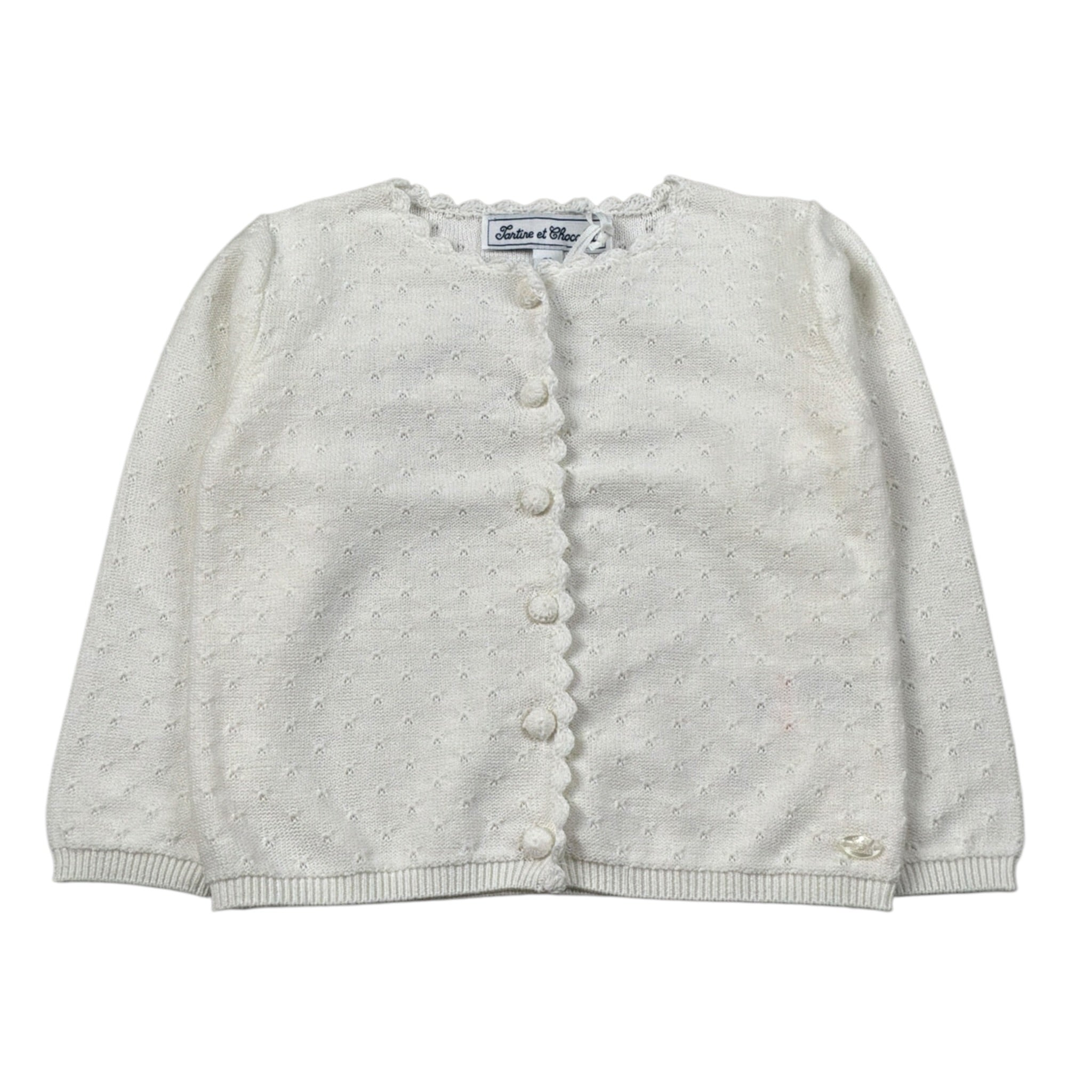 Tartine Et Chocolat Cardigan tinta unita con Ricami Bianco per Neonata CA18011 BIANCO TARTINE ET CHOCOLAT 
