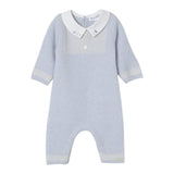 Tartine Et Chocolat Tutina tinta unita con Colletto Azzurro per Neonato CB32030 AZZURRO TARTINE ET CHOCOLAT 