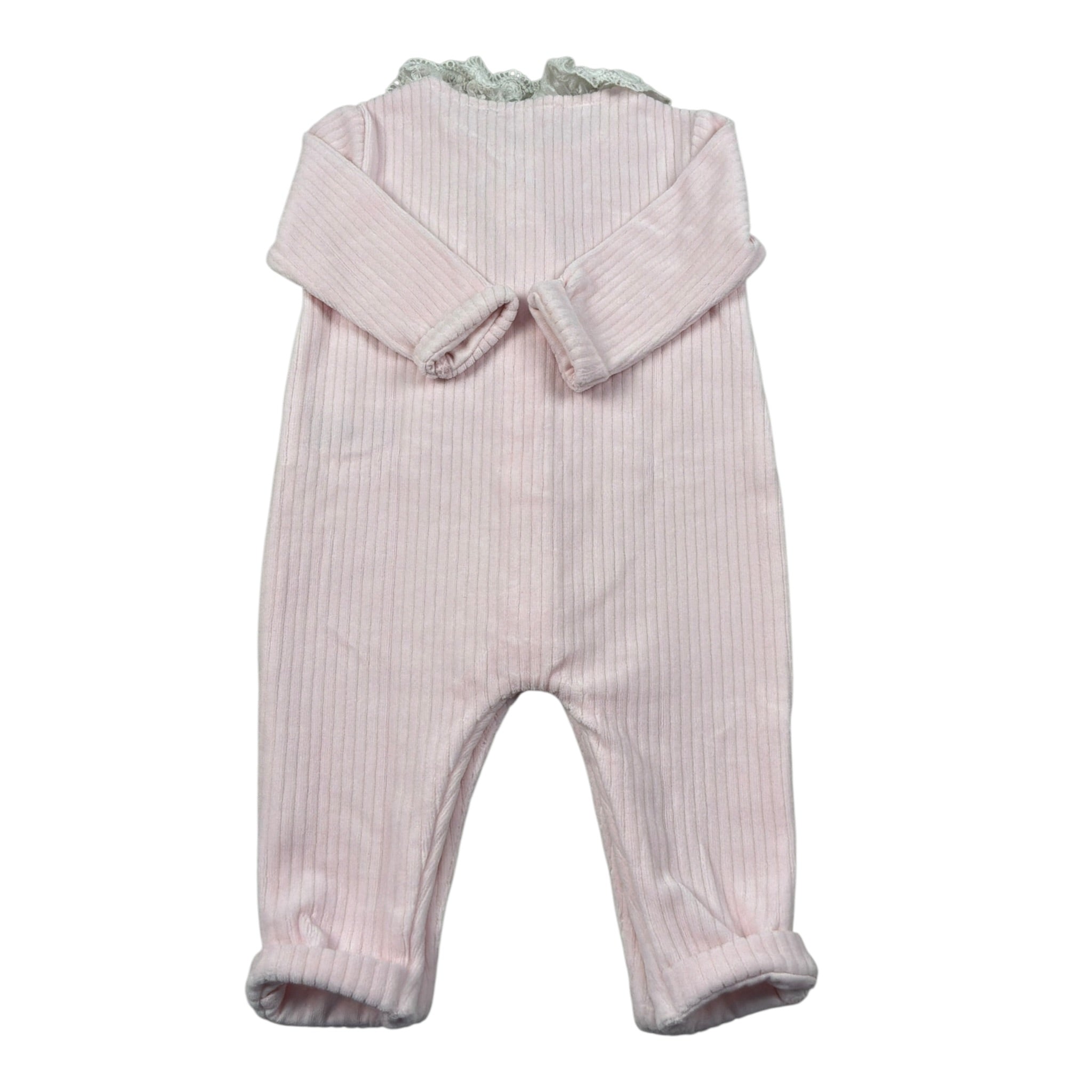 Tartine Et Chocolat Tutina Manica Lunga tinta unita In Ciniglia Rosa per Neonata CB32050 ROSA TARTINE ET CHOCOLAT 