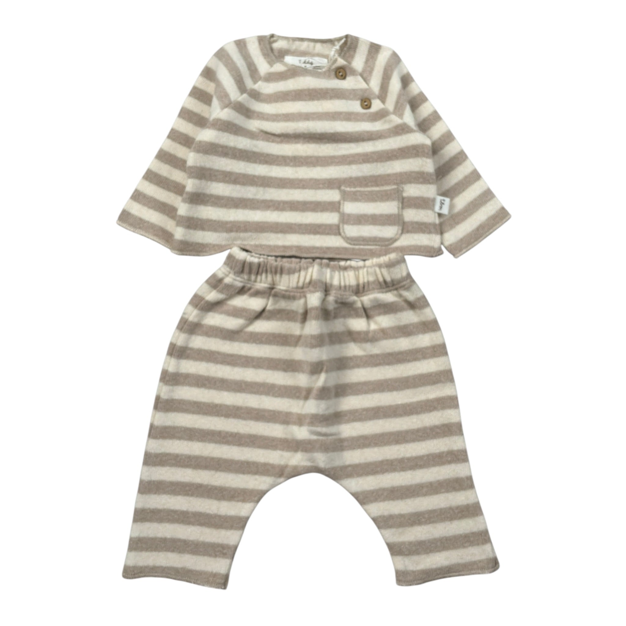 Teddy E Minou Completo 2 Pezzi Shirt-Pantalone Bianco/Beige per Neonato A25TDF0003M1091X BIANCO/BEIGE TEDDY E MINOU 