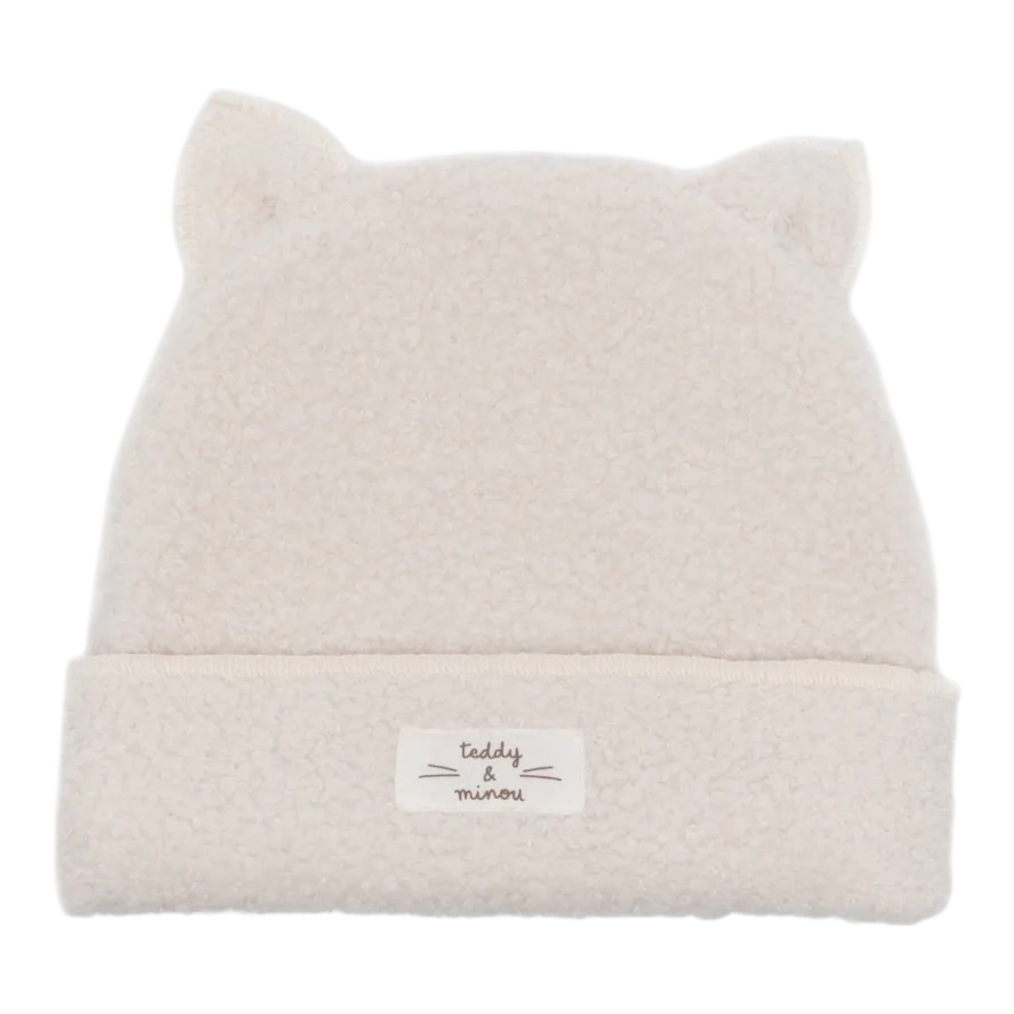 Teddy E Minou Cappello tinta unita con Orecchie Panna per Neonato A25TEO0003PE033 PANNA TEDDY E MINOU 
