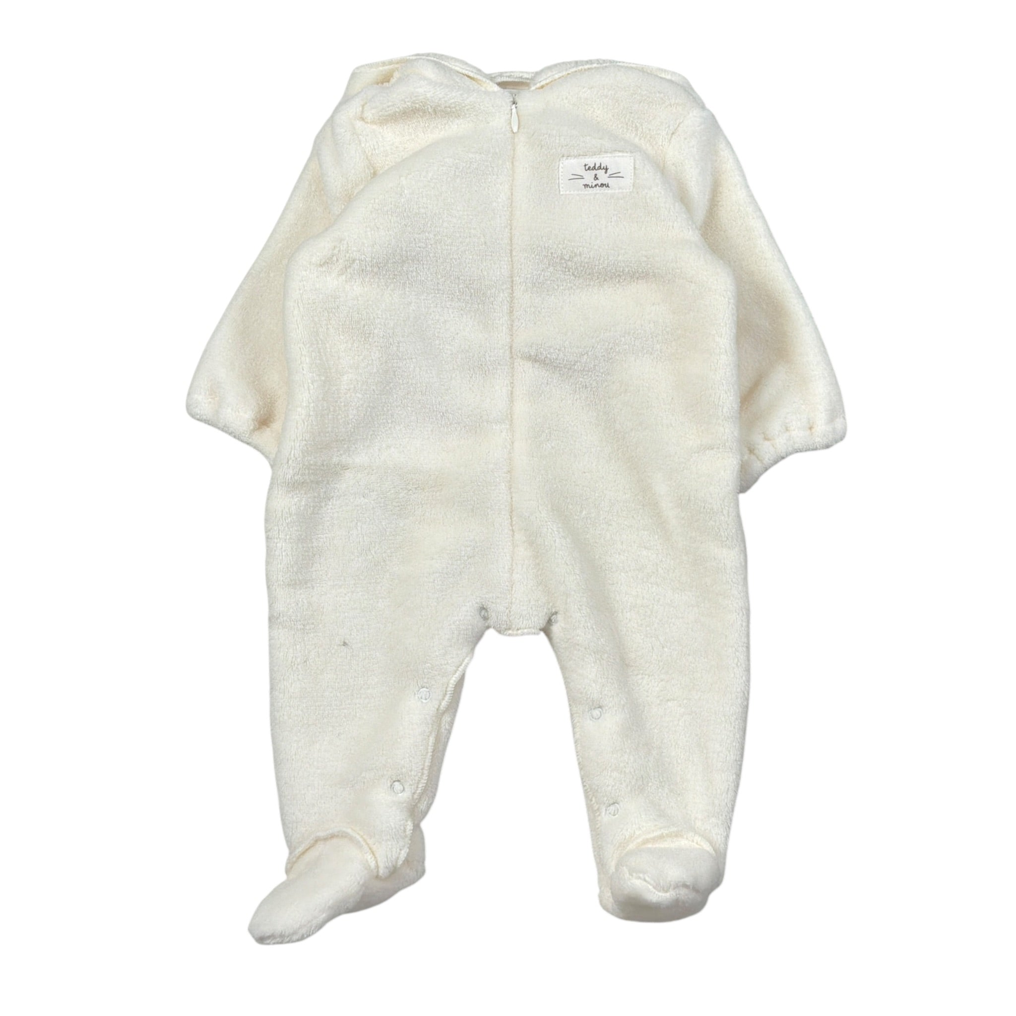 Teddy E Minou Tutina tinta unita con Zip E Cappuccio Bianco per Neonato A25TTP0002PE022 BIANCO TEDDY E MINOU 