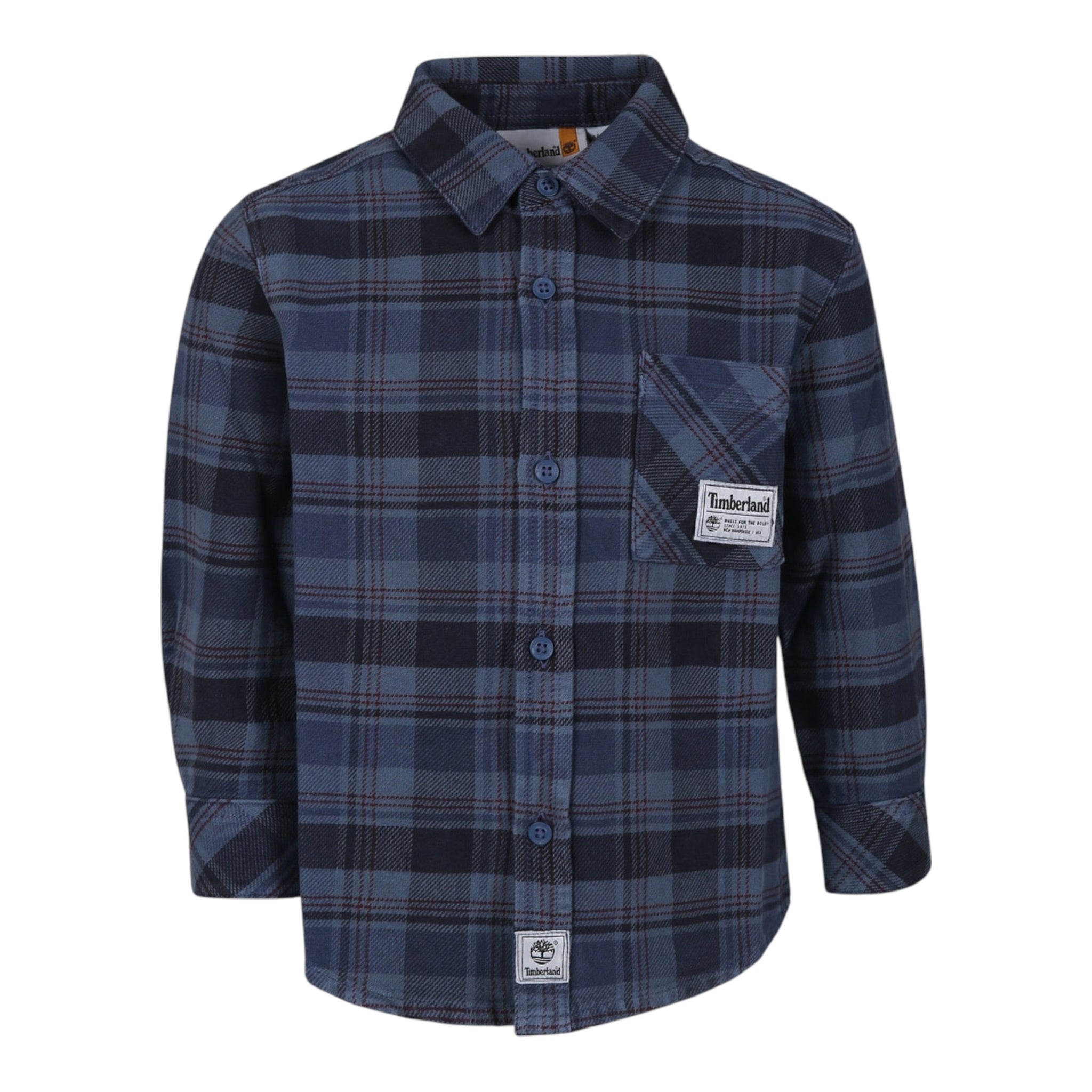 Timberland Camicia tinta unita con Fantasia A Quadri Petrolio per Bambino T60308 PETROLIO TIMBERLAND 