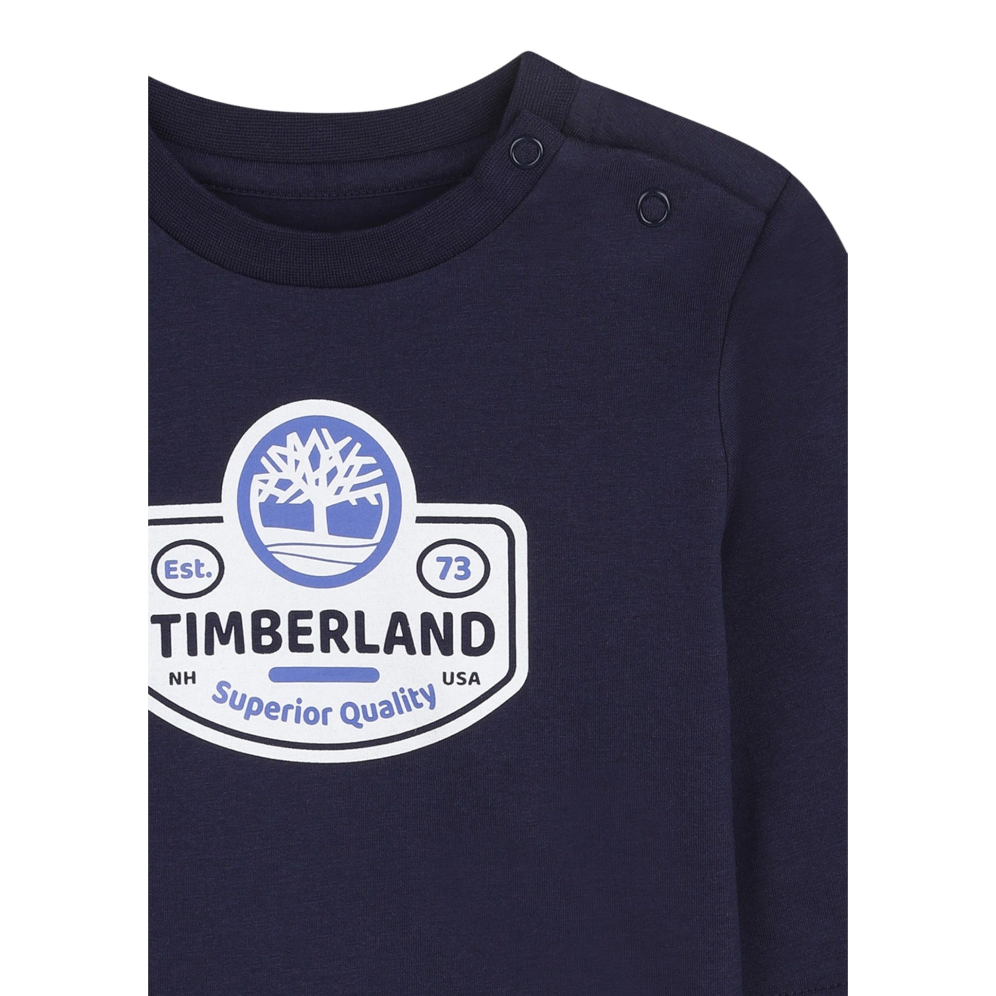 Timberland Shirt tinta unita Girocollo con Stampa Blu per Neonato T60588 BLU TIMBERLAND 