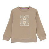 Tommy Hilfiger Felpa Chiusa Girocollo Tinta Nita Beige per Neonato 02071 BEIGE TOMMY HILFIGER 