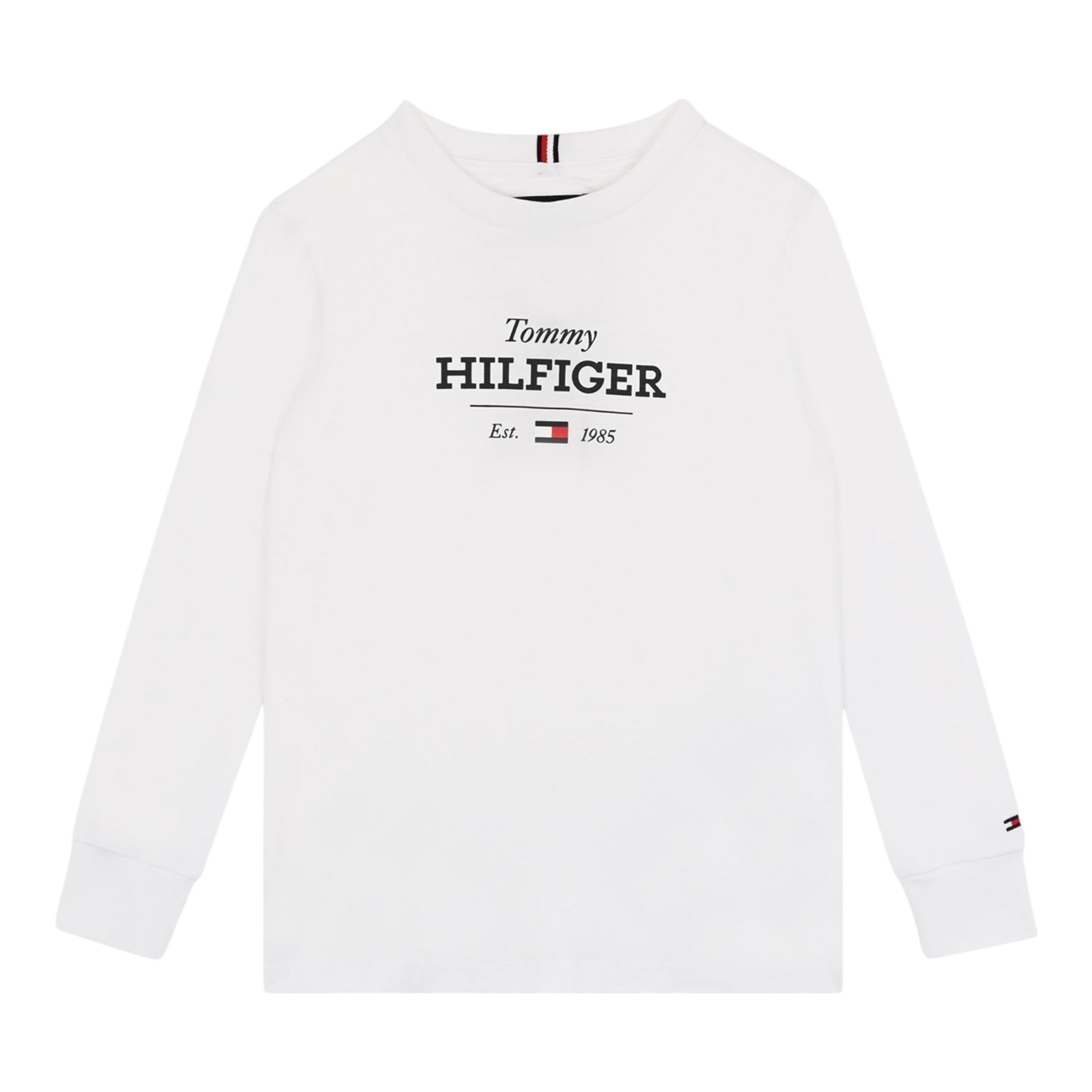 Tommy Hilfiger Shirt Girocollo tinta unita con Logo Bianco per Neonato JB0KB08672 BIANCO TOMMY HILFIGER 