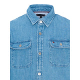 Tommy Hilfiger Camicia In Denim tinta unita Manica Lunga Azzurro per Bambino KB0KB010001 AZZURRO TOMMY HILFIGER 