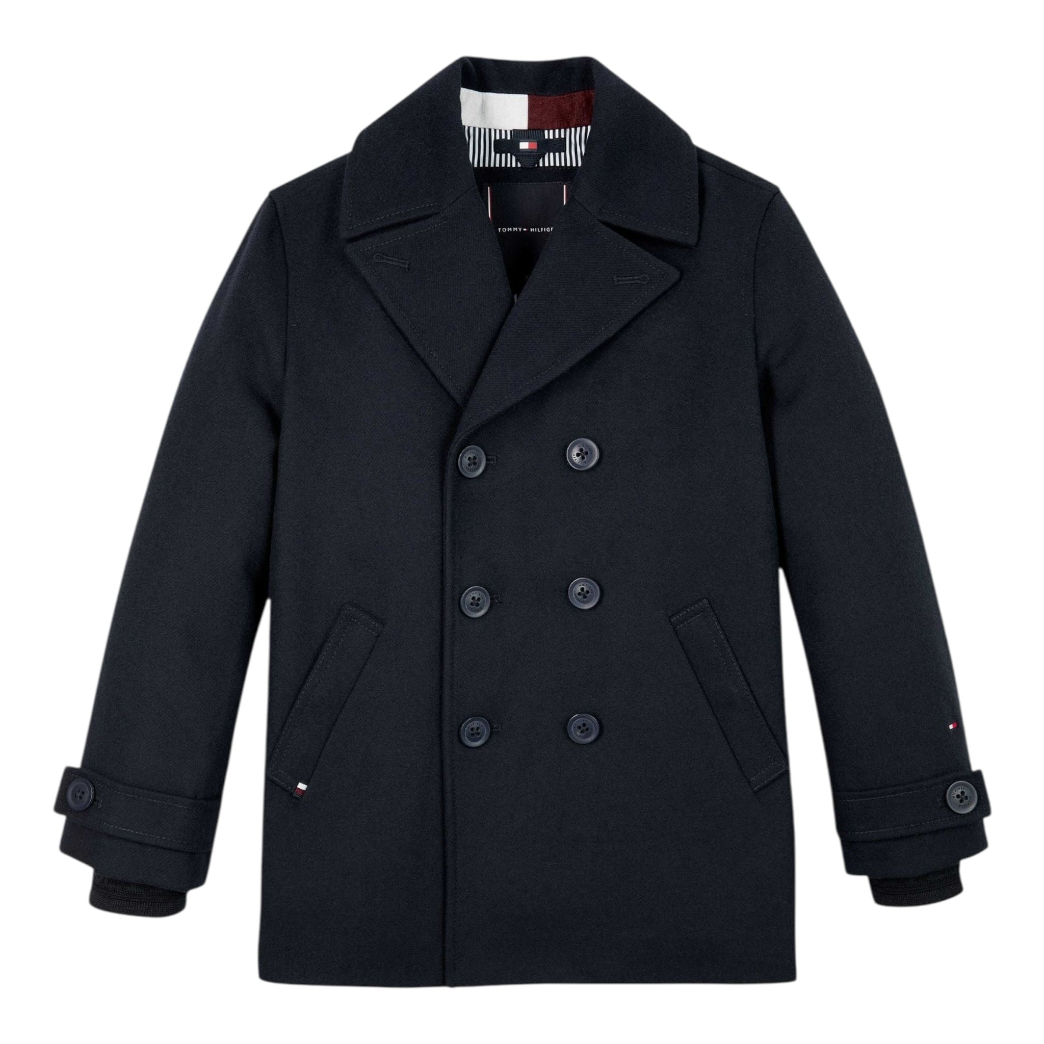 Tommy Hilfiger Cappotto tinta unita Doppiopetto Blu per Bambino KB0KB09199 BLU TOMMY HILFIGER 