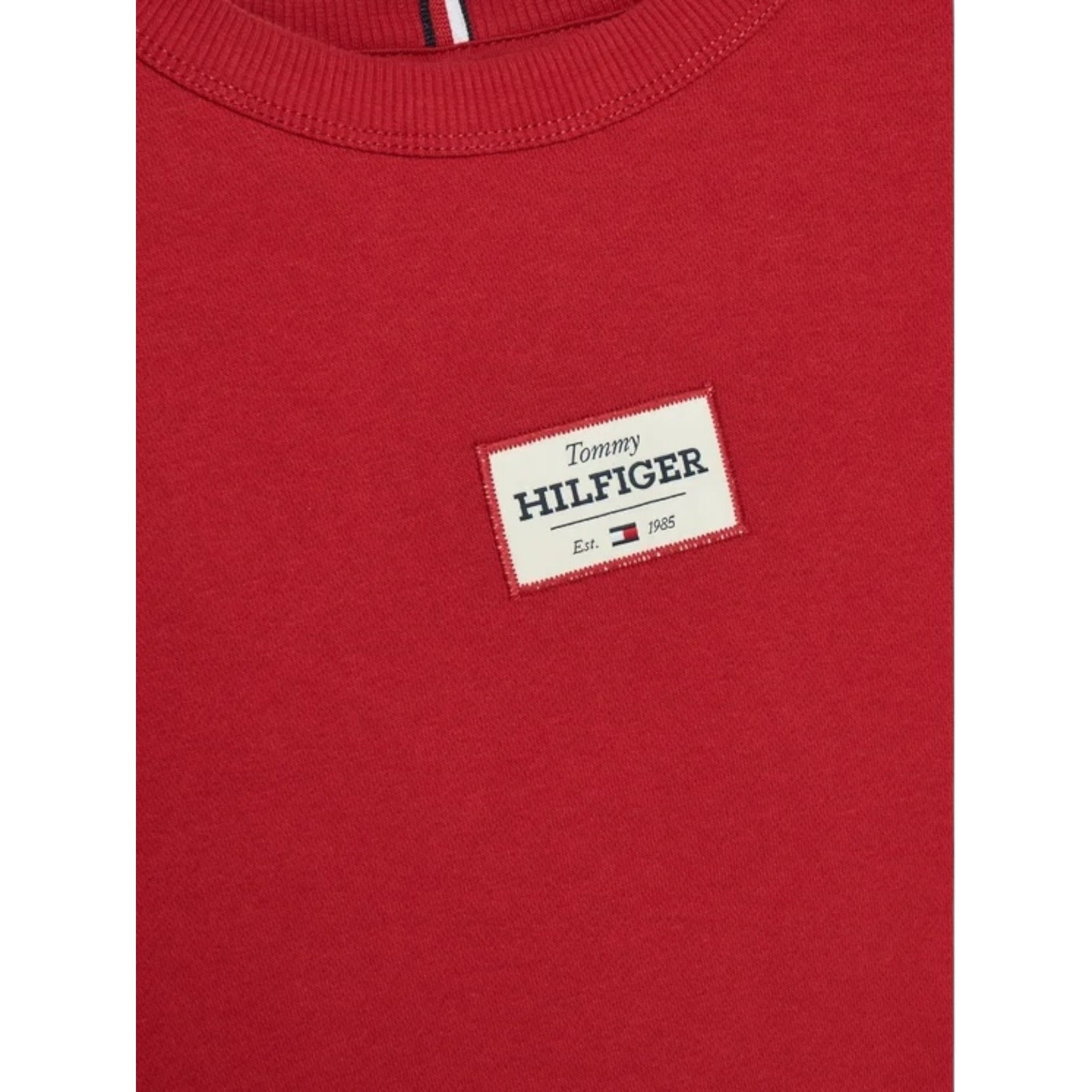 Tommy Hilfiger Felpa tinta unita Girocollo con Stampa Rosso per Neonato KB0KB09315N ROSSO TOMMY HILFIGER 