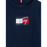 Tommy Hilfiger Felpa tinta unita Girocollo con Stampa Blu per Bambino KB0KB09741 BLU TOMMY HILFIGER 