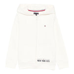 Tommy Hilfiger Felpa con Zip E Cappuccio tinta unita Panna per Bambino KB0KB09894 PANNA TOMMY HILFIGER 