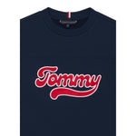 Tommy Hilfiger Felpa Chiusa Girocollo Tinta Uita con Logo Blu per Bambino KB0KB09985 BLU TOMMY HILFIGER 