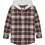 Tommy Hilfiger Camicia Bicolore con Fantasia A Quadri E Cappuccio Marrone per Bambino KB0KB10012 MARRONE TOMMY HILFIGER 