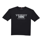 Tommy Hilfiger T-Shirt Girocollo tinta unita con Logo Nero per Bambino KB0KB10087 NERO TOMMY HILFIGER 