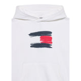 Tommy Hilfiger Felpa tinta unita con Cappuccio E Stampa Bianco per Bambino KB0KB10112 BIANCO TOMMY HILFIGER 