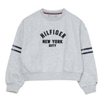 Tommy Hilfiger Felpa Chiusa Girocollo tinta unita con Logo Grigio per Bambina KG0KG08746 GRIGIO TOMMY HILFIGER 
