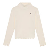 Tommy Hilfiger Shirt Collo Alto tinta unita Panna per Bambina KG0KG08802 PANNA TOMMY HILFIGER 
