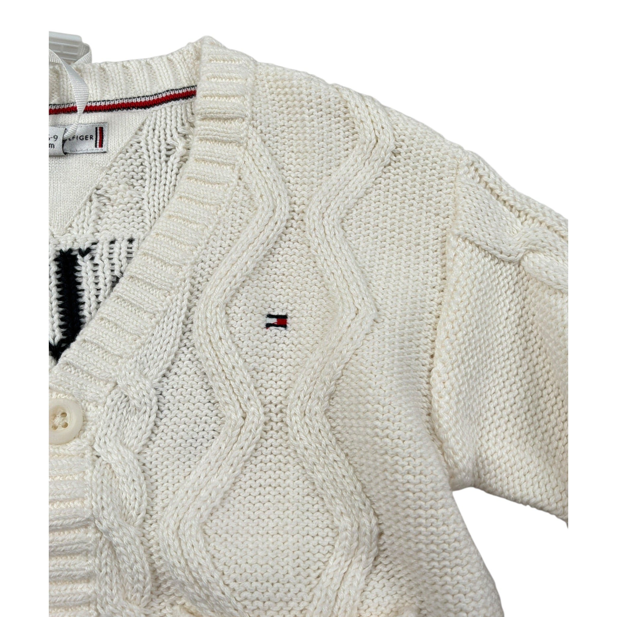 Tommy Hilfiger Cardigan tinta unita con Ricami Panna per Neonato KN0KN02090 PANNA TOMMY HILFIGER 