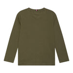Tommy Hilfiger Shirt Girocollo tinta unita con Logo Verde per Bambino KS0KS00202 VERDE TOMMY HILFIGER 